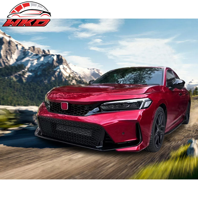 Fits 22-24 Civic Sedan Type R Style Front Bumper Cover PP + Upper Grille + Trim