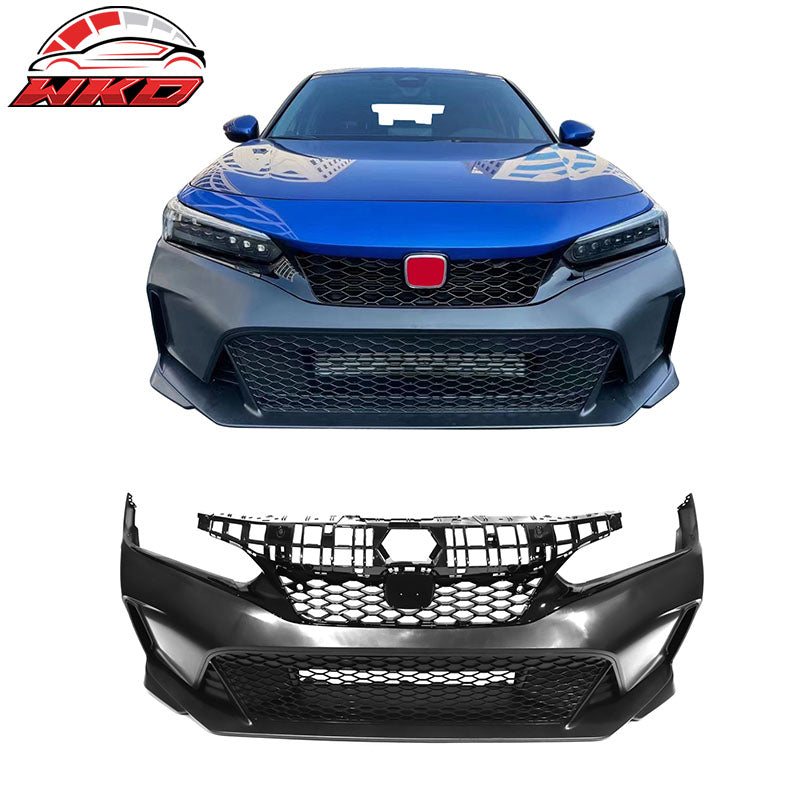 Fits 22-24 Civic Hatchback &Si Type R Style Front Bumper Cover PP + Upper Grille