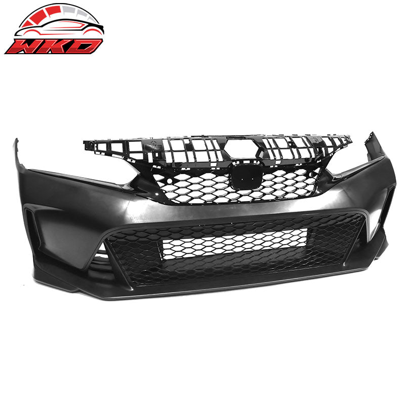 Fits 22-24 Civic Hatchback &Si Type R Style Front Bumper Cover PP + Upper Grille
