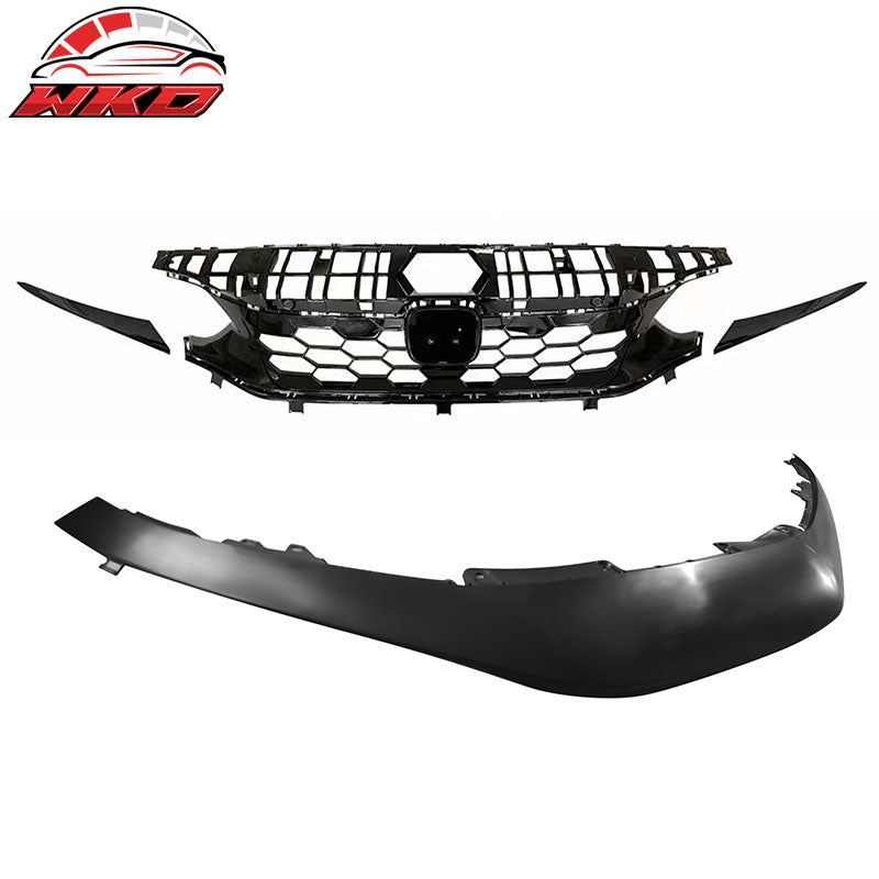 Wholesale 22-24 Honda Civic Sedan 4Dr SI Style Front Upper Grille + Front Garnish