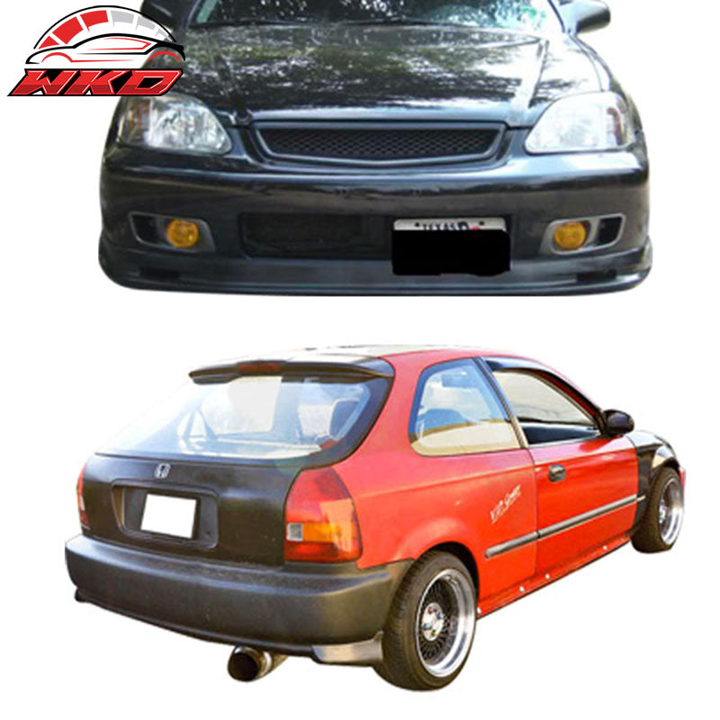 Wholesale 99-00 Civic Mugen PP Front Bumper Lip + 2PC Rear Bumper Lip Valance Spats