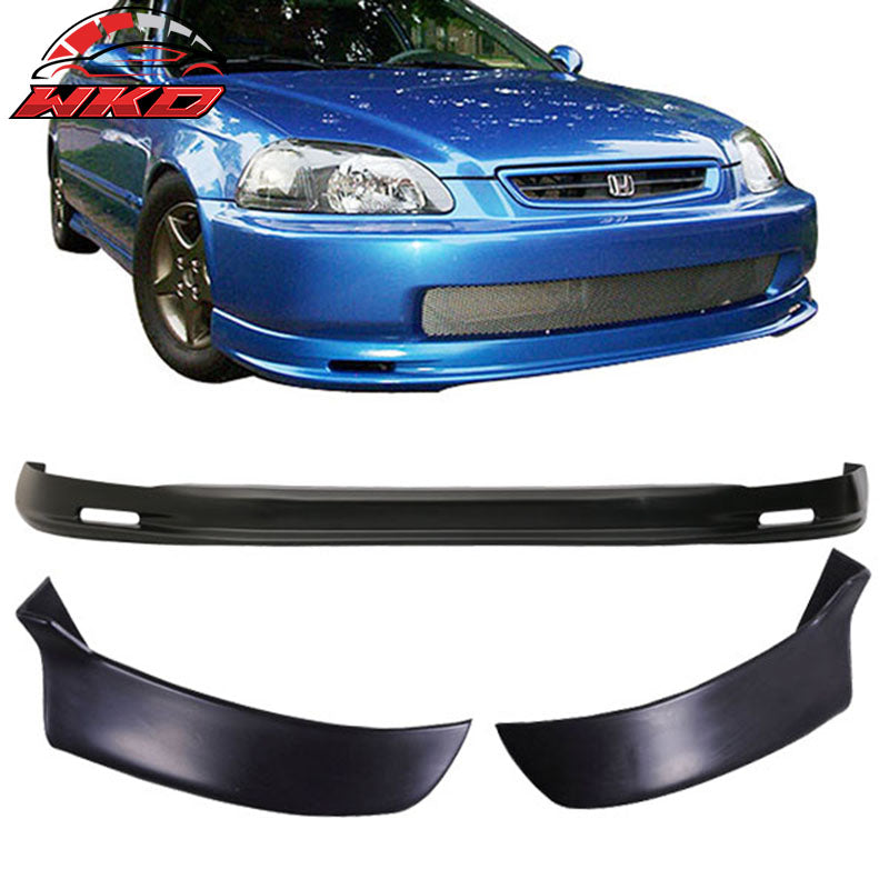 Fits 96-98 Civic 3D Mugen Front Bumper Lip + 2PC Rear Bumper Lip Valance Spats