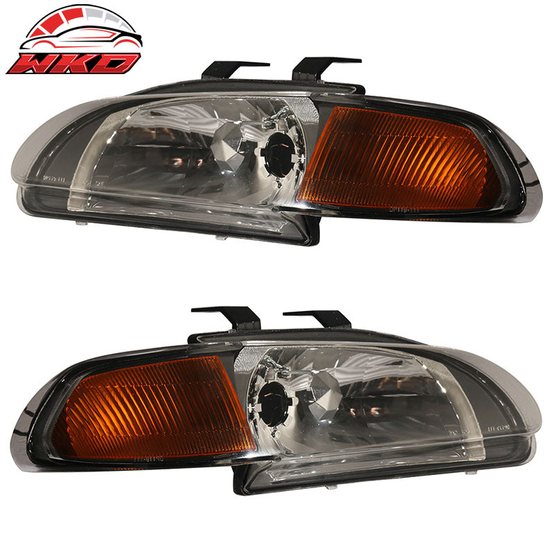 Wholesale 92-95 Honda Civic 4Dr Sedan Amber JDM Style Pair Glass Lens Headlights Lamp