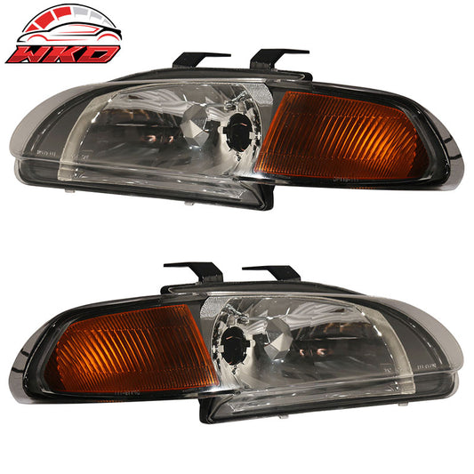 Wholesale 92-95 Honda Civic 4Dr Sedan Amber JDM Style Pair Glass Lens Headlights Lamp