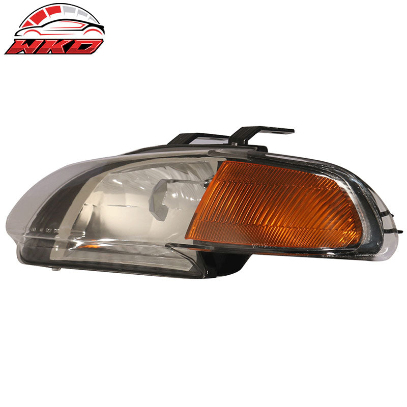 Fits 92-95 Honda Civic 4Dr Sedan Amber JDM Style Pair Glass Lens Headlights Lamp
