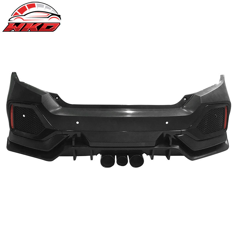 Fits 16-21 Honda Civic Sedan 4Dr 10th Gen CTR Type R Style Rear Bumper Cover PP
