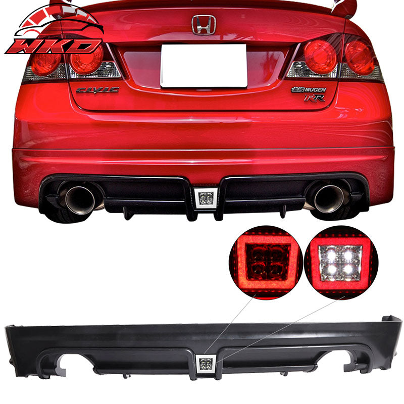 Fits 06-11 Honda Civic Mugen RR Style Rear Bumper Diffuser Clear 3rd Brake Light