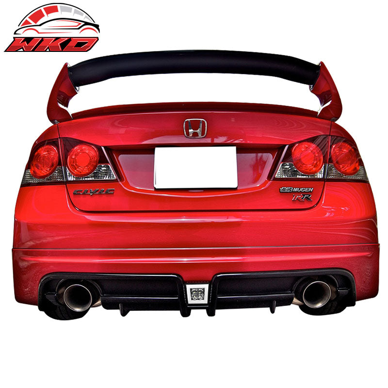 Fits 06-11 Civic Mugen RR Twin Outlet Rear Bumper Diffuser Clear 3rd Brake Light