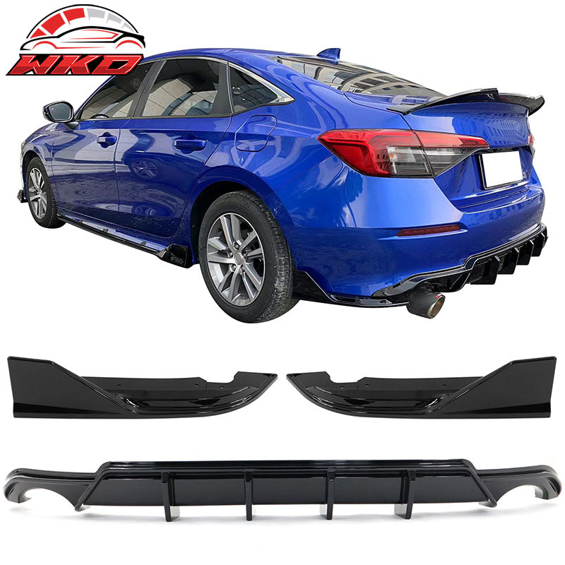 For 22-26 Honda Civic 11th FE-C Style Rear Bumper Lip Diffuser Apron Gloss Black