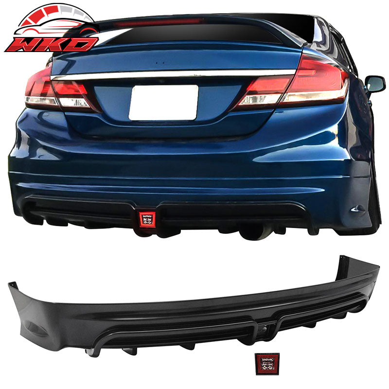 Fits 13-15 Civic Sedan Mugen RR Style Rear Bumper Lip w/ Red 3rd Brake Light