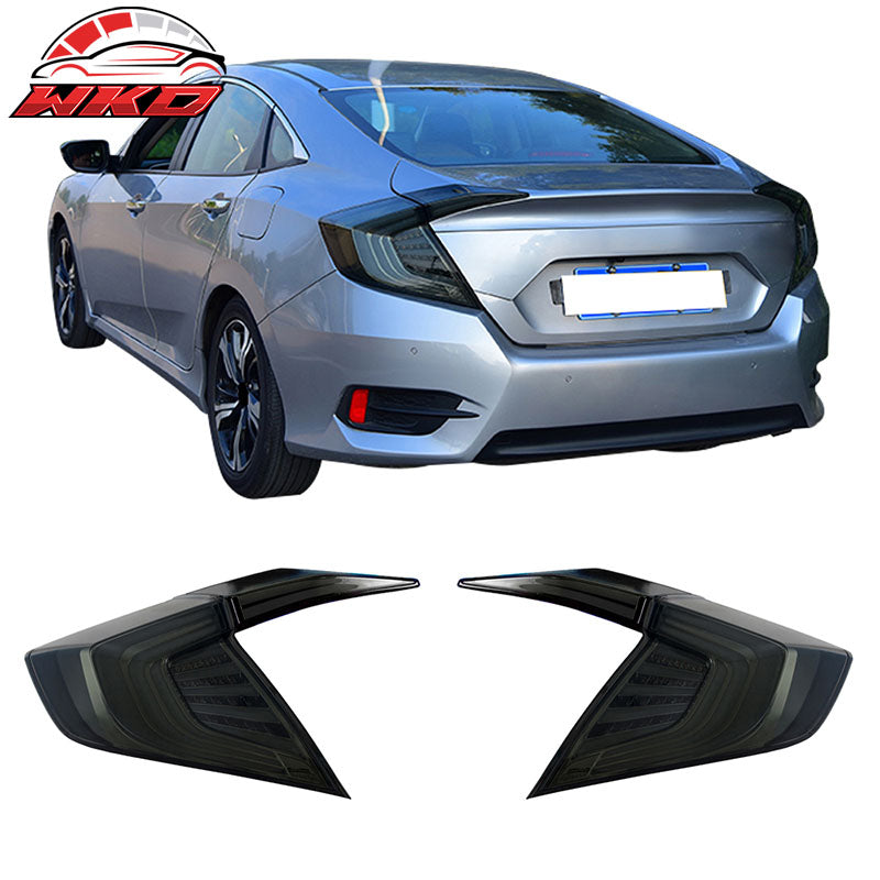 Fits 16-18 Honda Civic Sedan Smoke Tail Turning Lights + Side Corner Lights