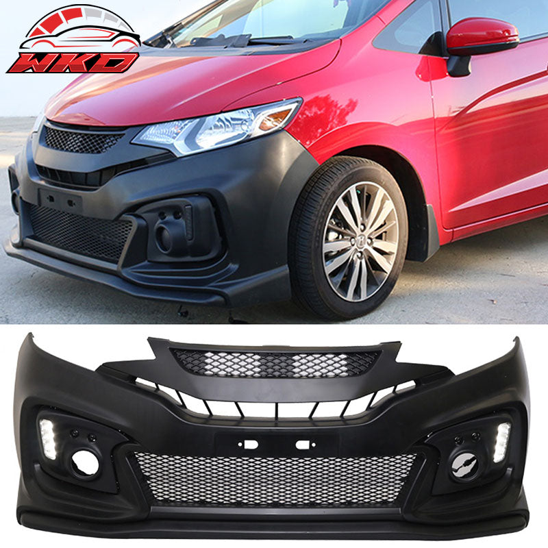 Fits 15-16 Honda Fit Mugen RR GK5 Front Bumper Conversion Cover w/ DRL Lights