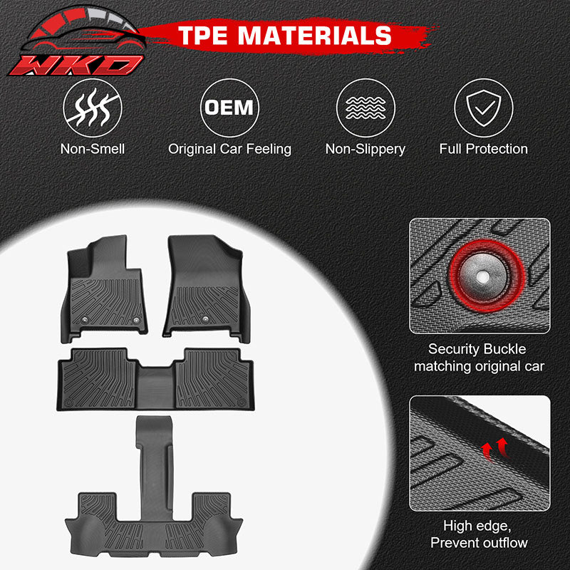 Fits 24-26 Hyundai Santa Fe Hybrid Anti-Slip Floor Mats All Weather TPE Carpets