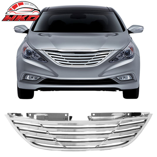Wholesale 11-14 Hyundai Sonata Horizontal Style Front Upper Mesh Grille Chrome ABS - Wikond Auto