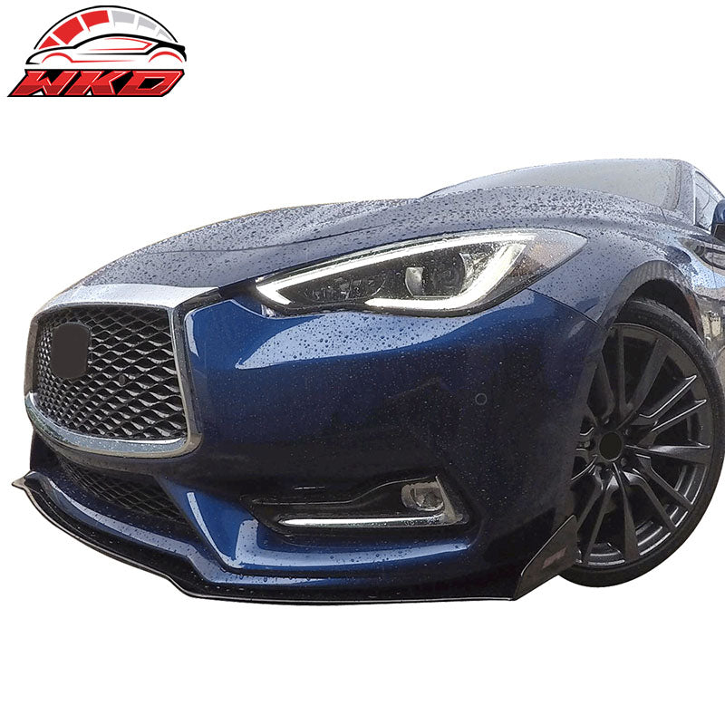 Wholesale 17-22 Infiniti Q60 2Dr Coated Textured Matte Black Front Lip & Splitter Rod - Wikond Auto