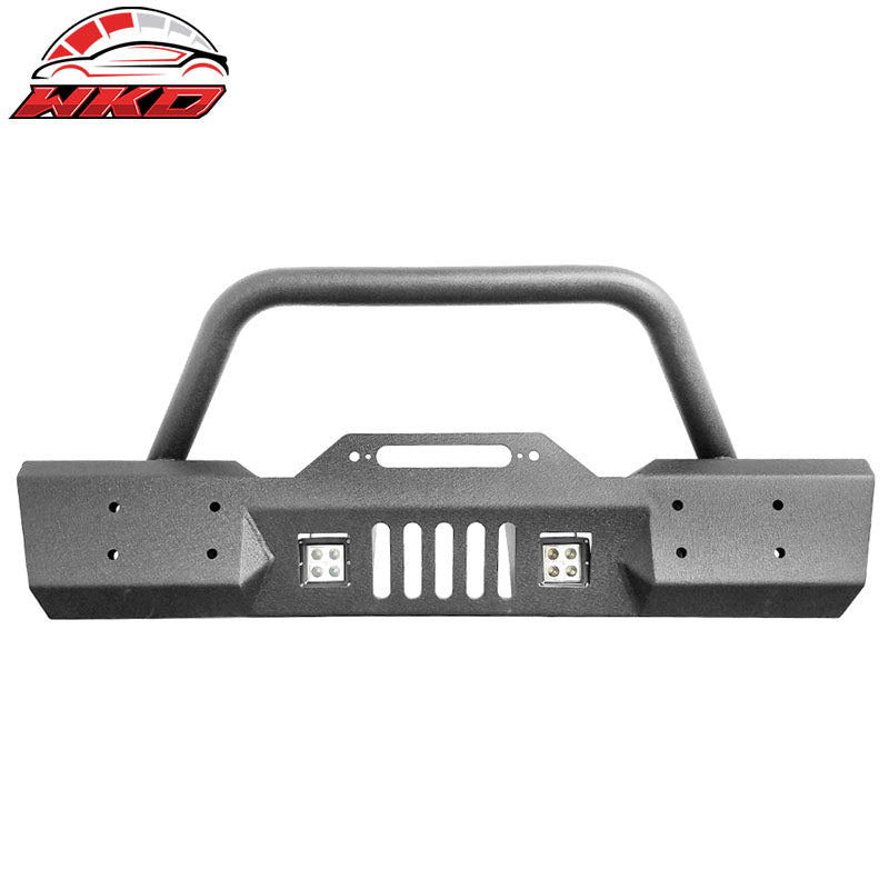 Fits 07-17 Jeep Wrangler Front Bumper Guard Bull Bar With LED Light & D Rings