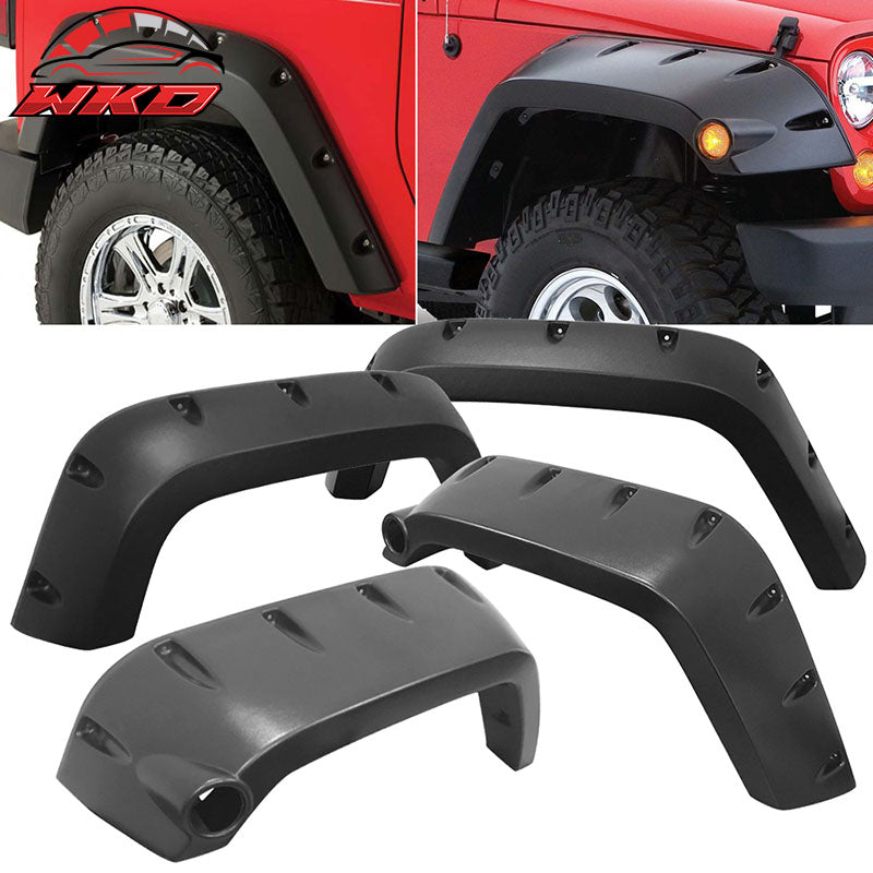 Fits 07-17 Jeep Wrangler JK Pocket Style Fender Flares 4DR ABS Unpainted Texture
