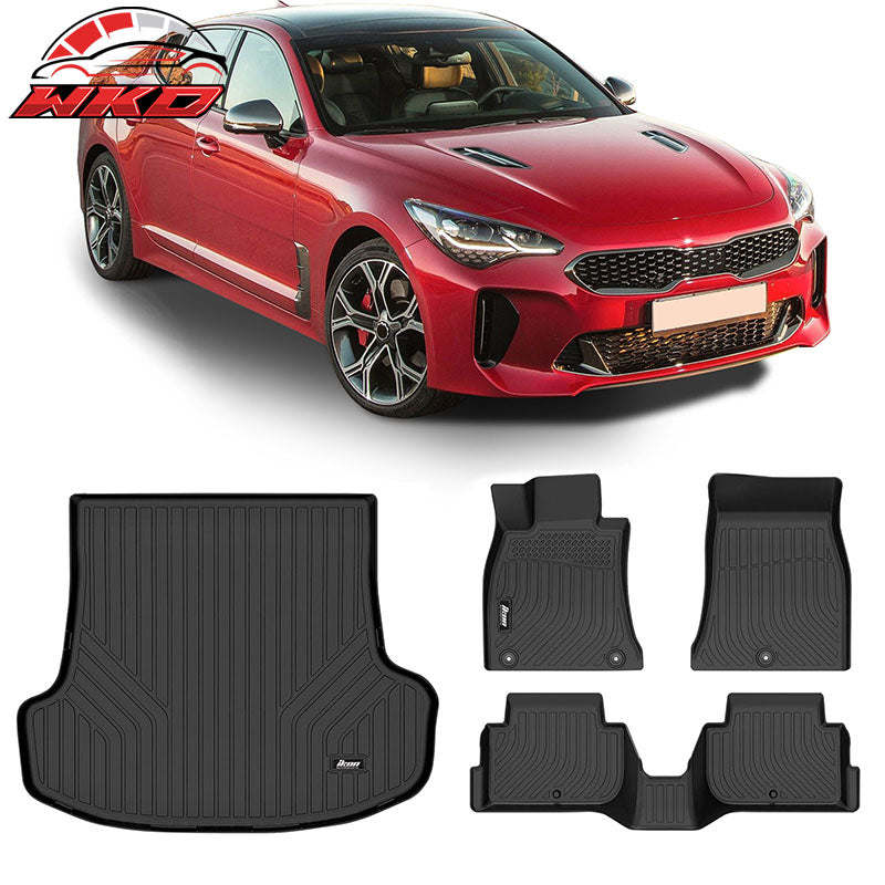 Wholesale 18-23 Kia Stinger RWD All Weather TPE 3D Floor Mats Liner + Trunk Mat Cover