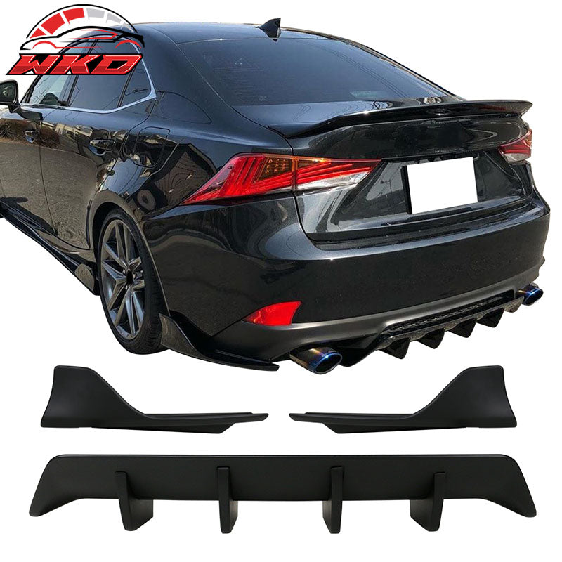 Fits 17-20 Lexus IS F Sport Type A Rear Diffuser Spiltter & Spats Matte Black