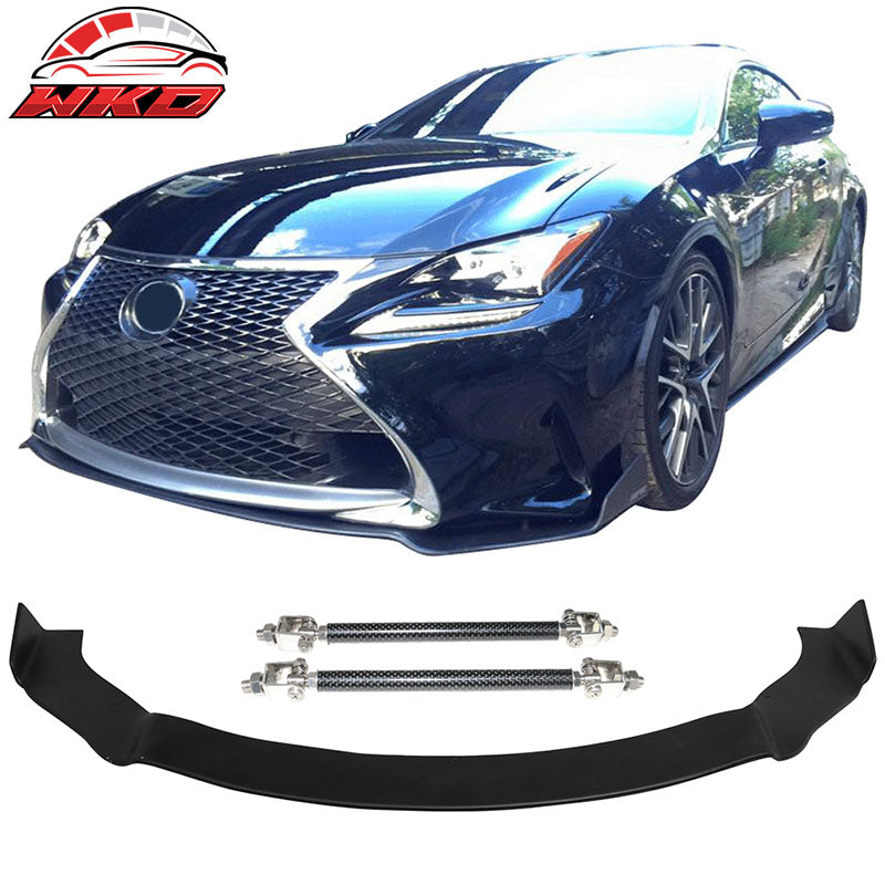 Fits 15-17 Lexus RC300 RC350 Front Lip Splitter Rod Coated Textured Matte Black