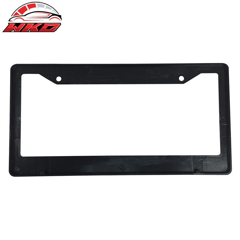 Pair Black License Plate Frame Holder Bracket IKON MOTORSPORTS + Screw Cap
