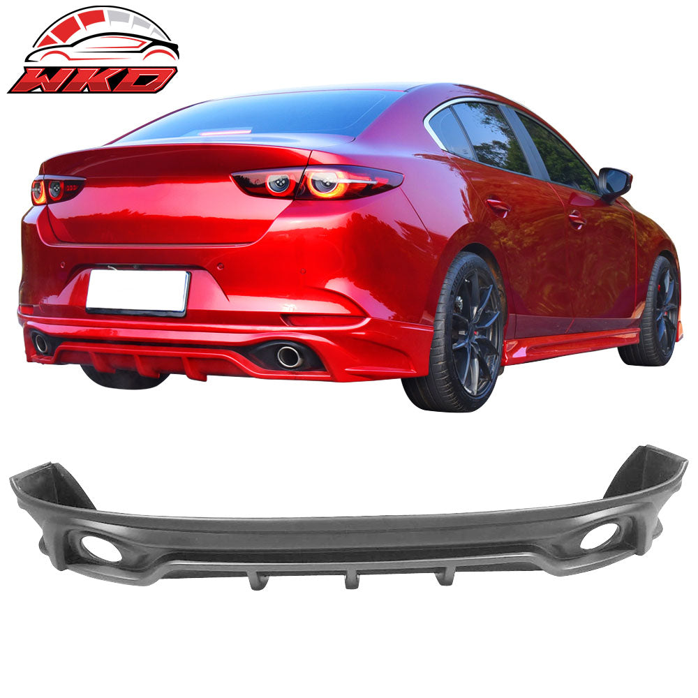 Fits 19-20 Mazda 3 Sedan Rear Bumper Lip Spoiler Matte Black - PP Polypropylene