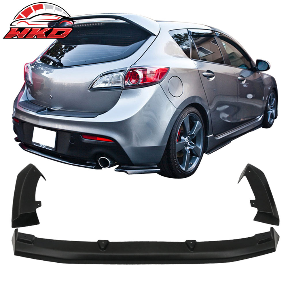Fits 10-13 Mazda 3 Hatchback 3 Piece Rear Lip Apron Diffuser Fits Dual Exhaust