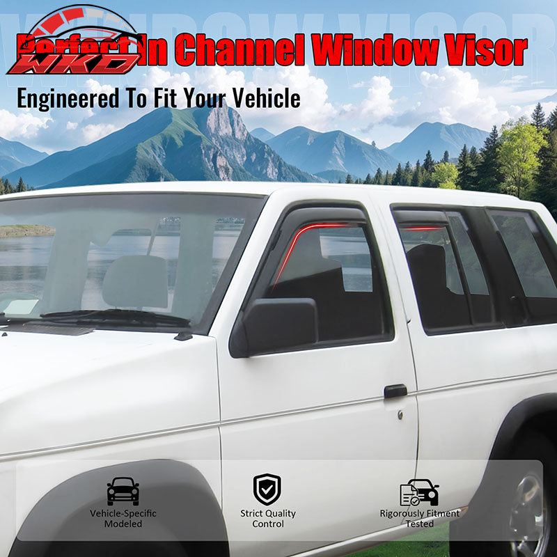 Fits 90-95 Nissan Pathfinder In Channel Window Visors Acrylic Sun Rain Guard 4PC