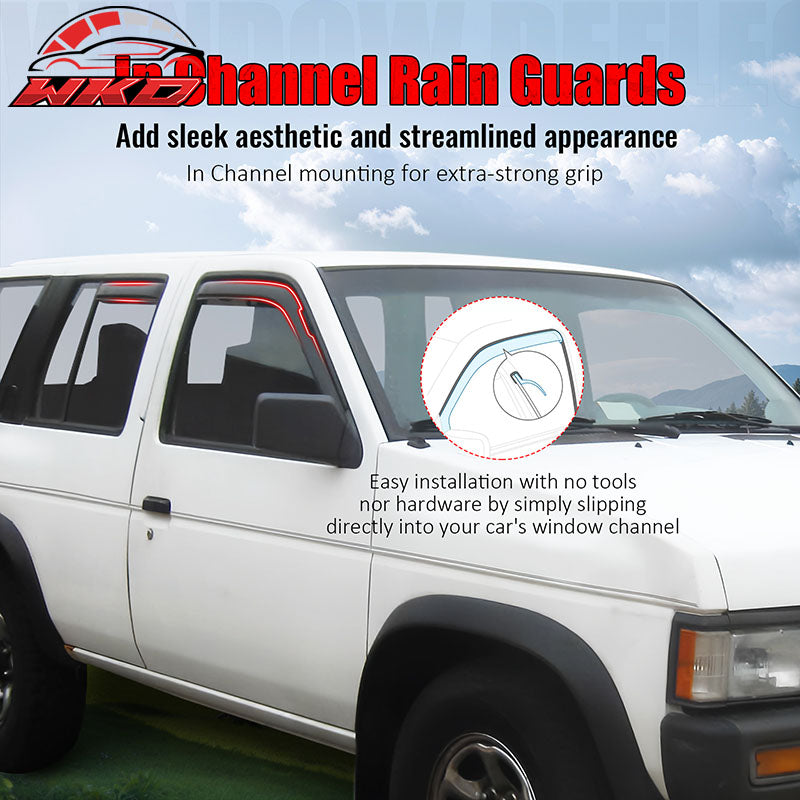 Fits 90-95 Nissan Pathfinder In Channel Window Visors Acrylic Sun Rain Guard 4PC