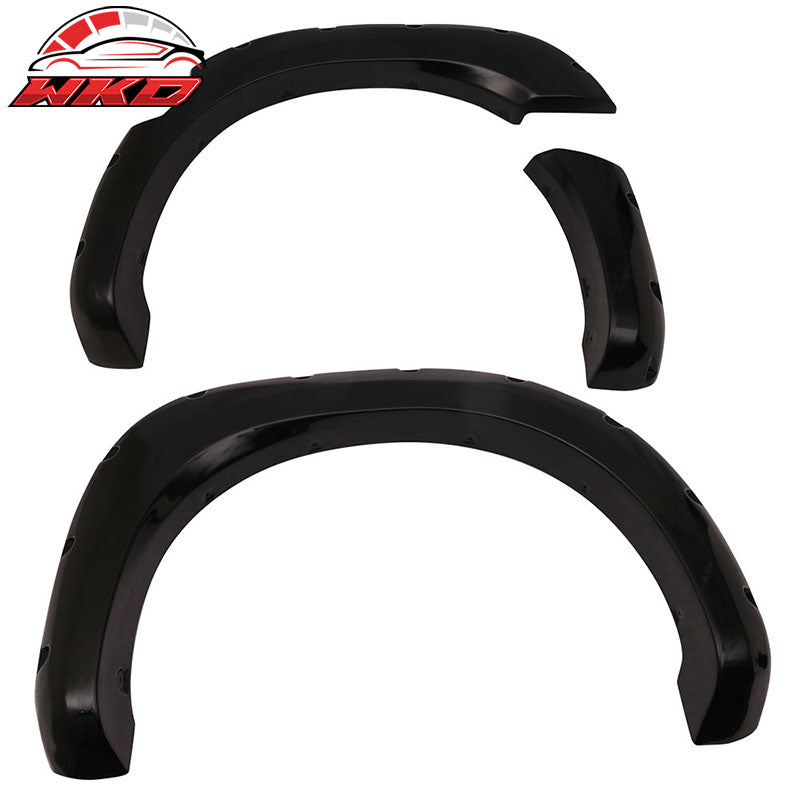 Fits 04-15 Nissan Titan Pocket Rivet Style Smooth Fender Flares Unpainted ABS