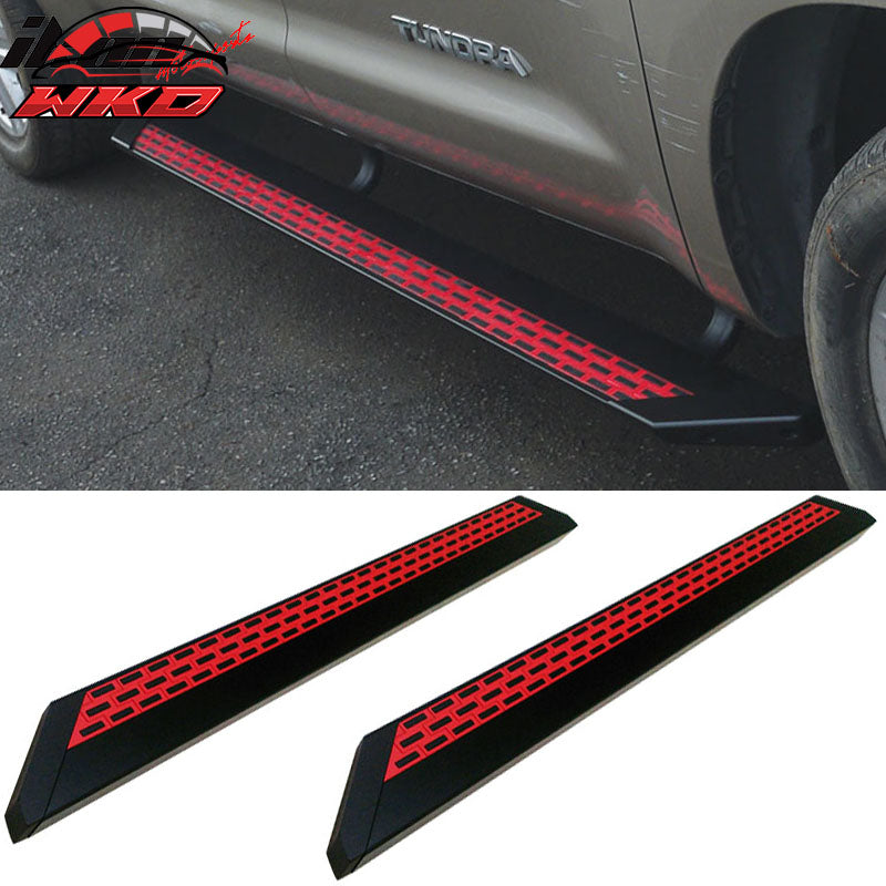 Fits 04-14 Nissan Titan Crew Cab Red Black Running Board Step Bar + Bracket