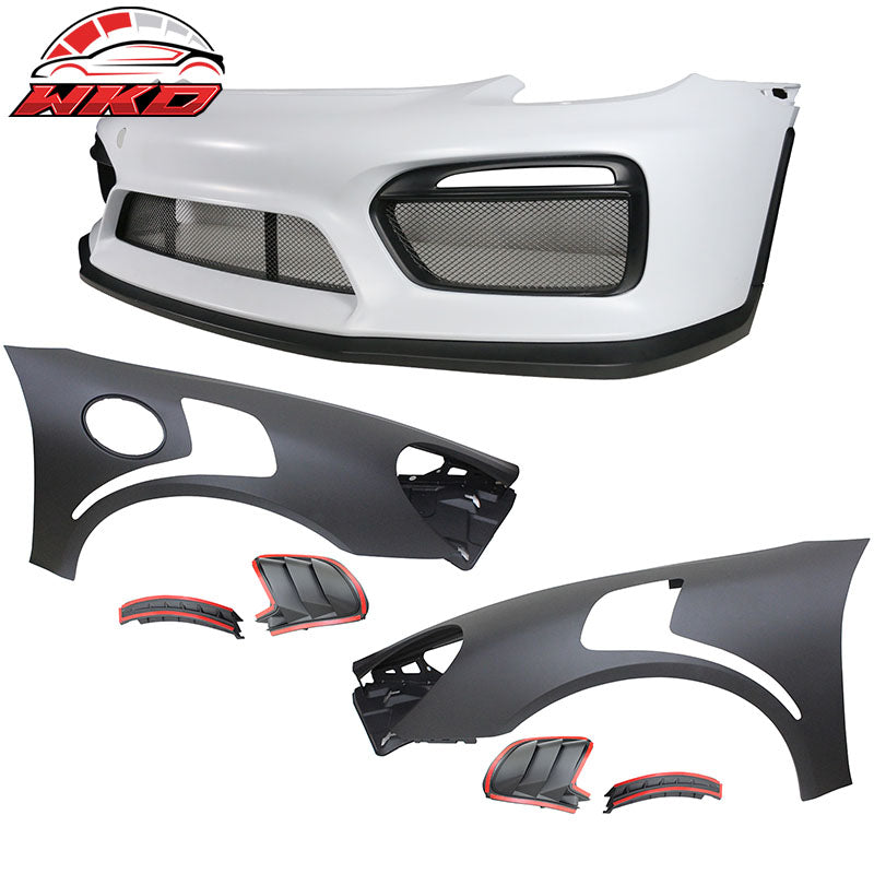 Wholesale 13-16 Cayman Boxster GT4 Style Front Bumper Cover + 2PCS Front Side Fenders