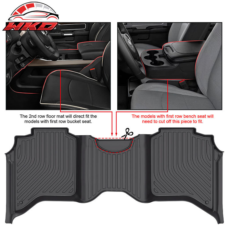 Fits 19-25 Ram 2500 3500 Crew Cab All Weather 3D TPE Floor Mats Liners Carpets