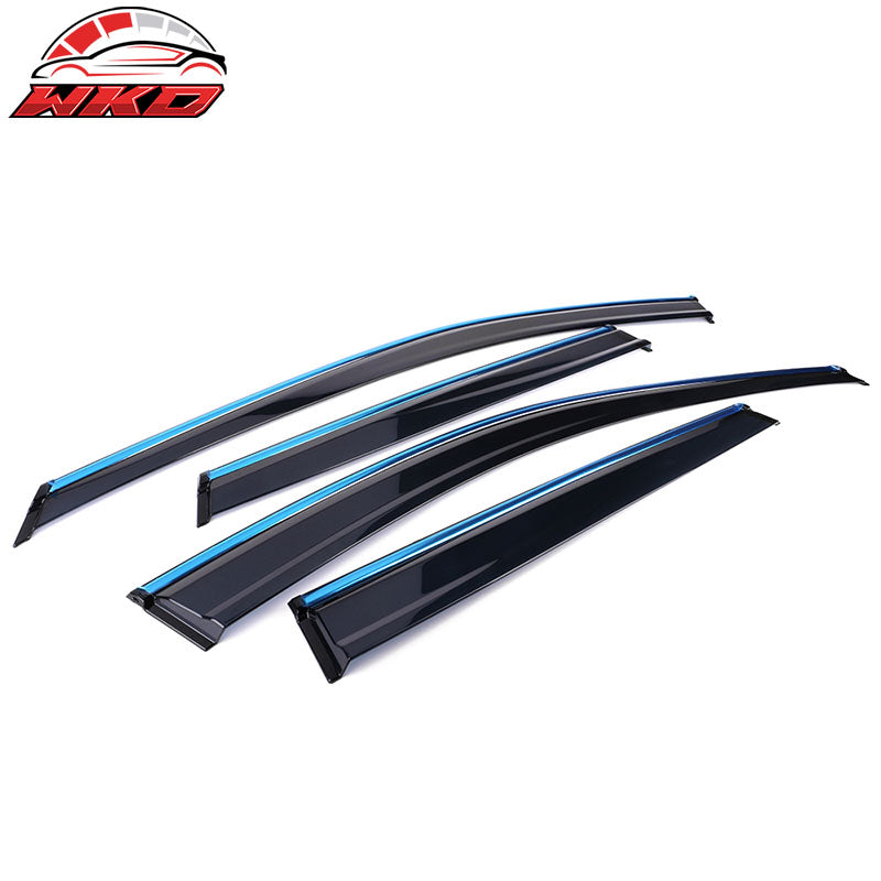 Fits 15-19 Subaru Outback Tape-On 4PCS Window Visors W/Chrome Trim Polycarbonate