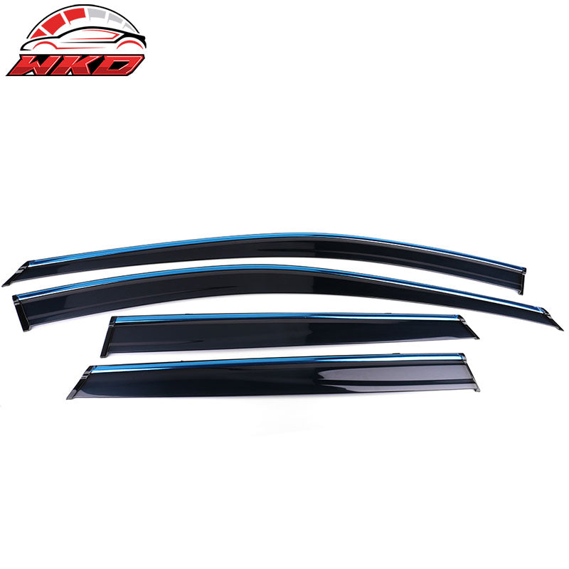 Fits 15-19 Subaru Outback Tape-On 4PCS Window Visors W/Chrome Trim Polycarbonate