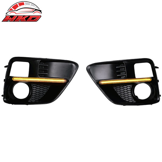 Wholesale 15-17 Subaru WRX Sti White DRL & Amber Switchback Fog Light Covers Black