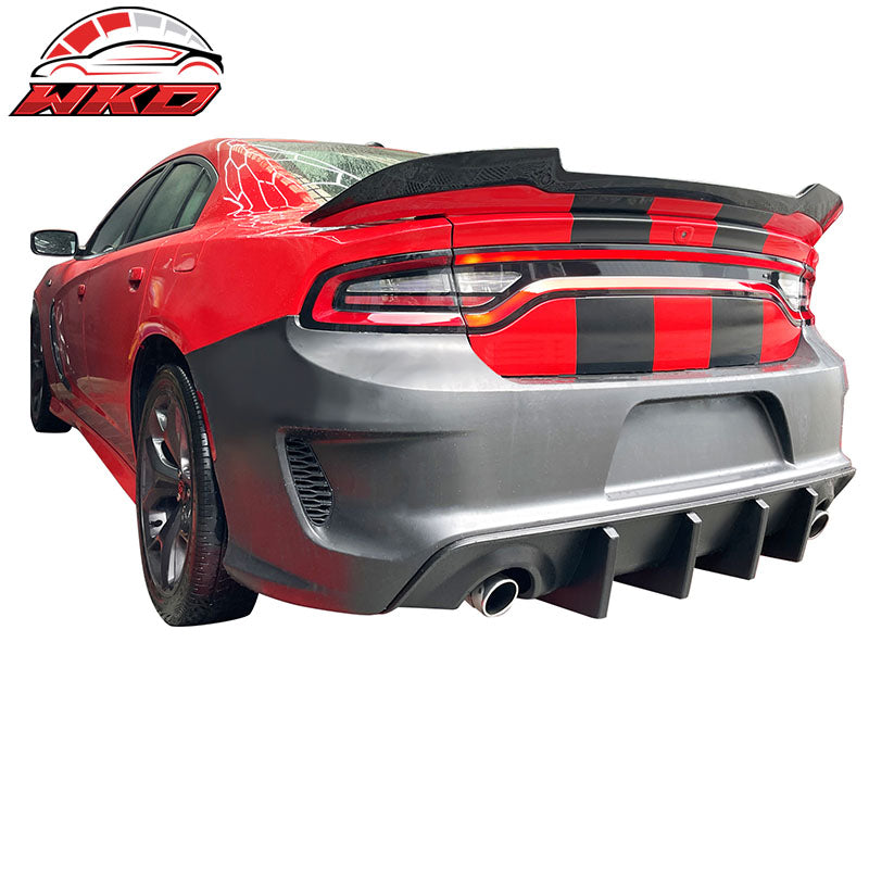 Fits 15-23 Dodge Charger Widebody Whole Bumper Side Matte Black Diffuser Kits