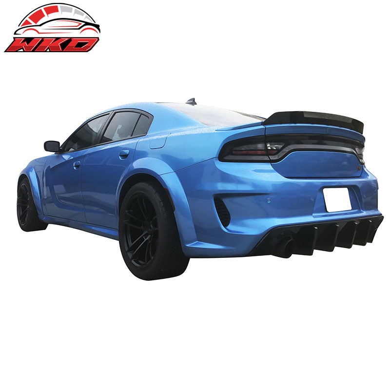 Fits 15-23 Dodge Charger Widebody Whole Bumper Side Matte Black Diffuser Kits