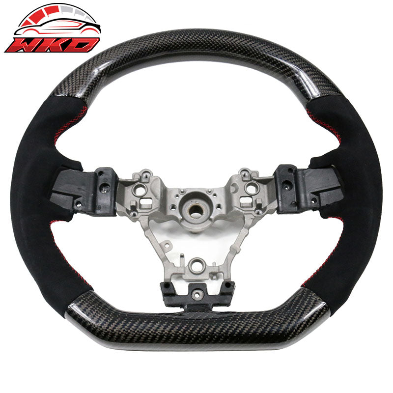 Fits 15-21 Subaru WRX & STI Steering Wheel Matte CF + Alcantara + Red Stitching