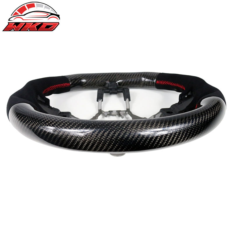 Fits 15-21 Subaru WRX & STI Steering Wheel Matte CF + Alcantara + Red Stitching
