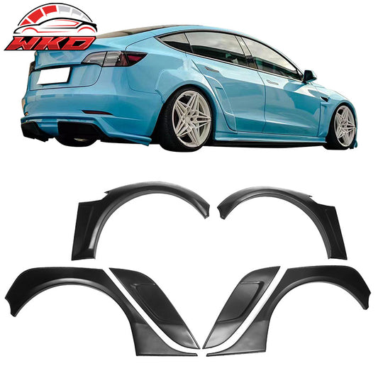 Wholesale 17-26 Tesla Model 3 IKON Style Fender Flares Sanded Wheel Cover 6PCS - ABS - Wikond Auto
