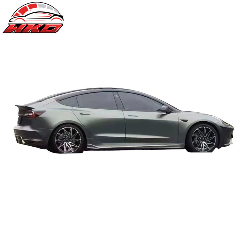 Fits 17-23 Tesla Model 3 IKON Style Unpainted Rear Bumper Cover W/Reflectors PP