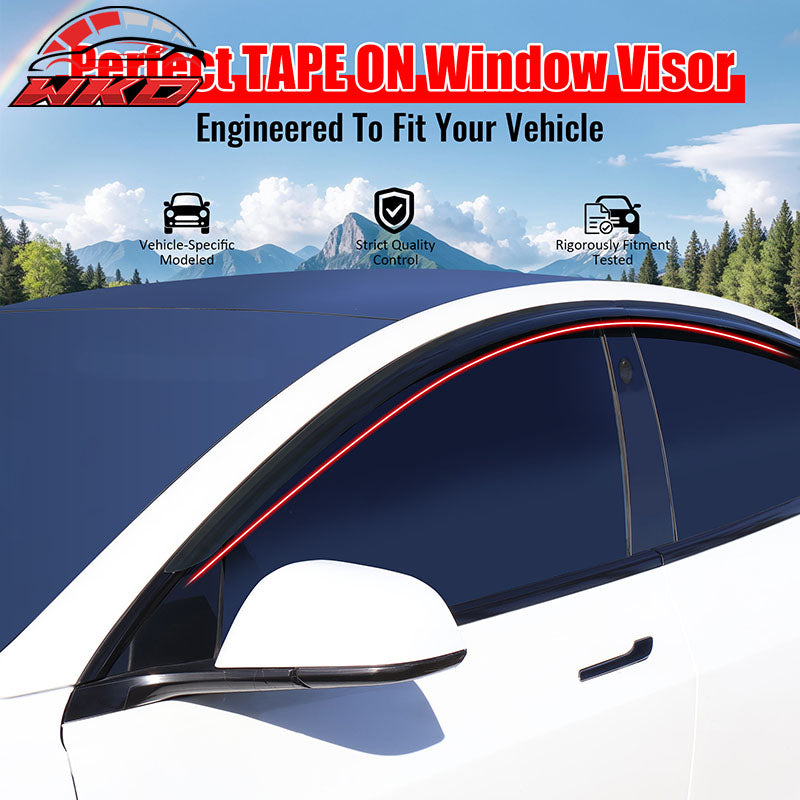 Fits 17-26 Tesla Model 3 Smoke Acrylic Window Visors Sun Rain Deflectors 4PCS