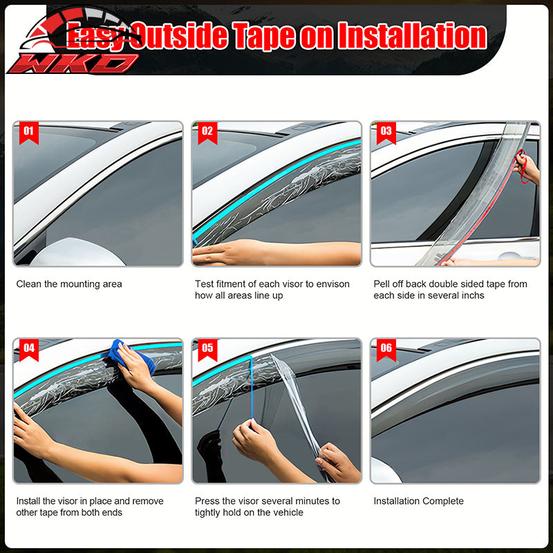 Fits 17-26 Tesla Model 3 Smoke Acrylic Window Visors Sun Rain Deflectors 4PCS