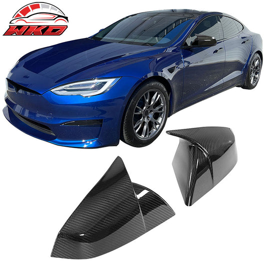 Dry Carbon Fiber Wholesale 21-26 Tesla Model S 4DR Gloss Black Rear View Mirror Covers - Wikond Auto