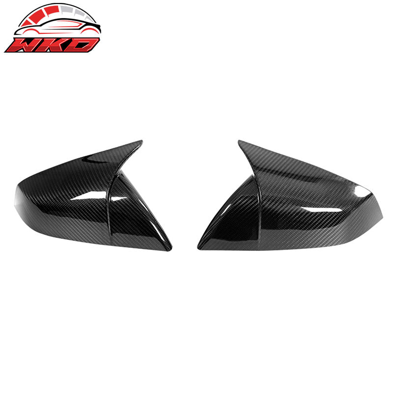 Dry Carbon Fiber For 21-26 Tesla Model S 4DR Gloss Black Rear View Mirror Covers