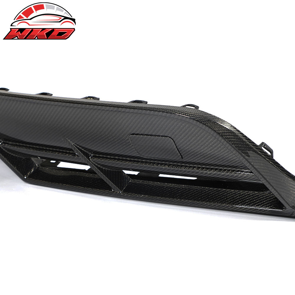 Fits 21-25 Tesla Model S 4DR Revozport Carbon Fiber Rear Bumper Lip Gloss Black