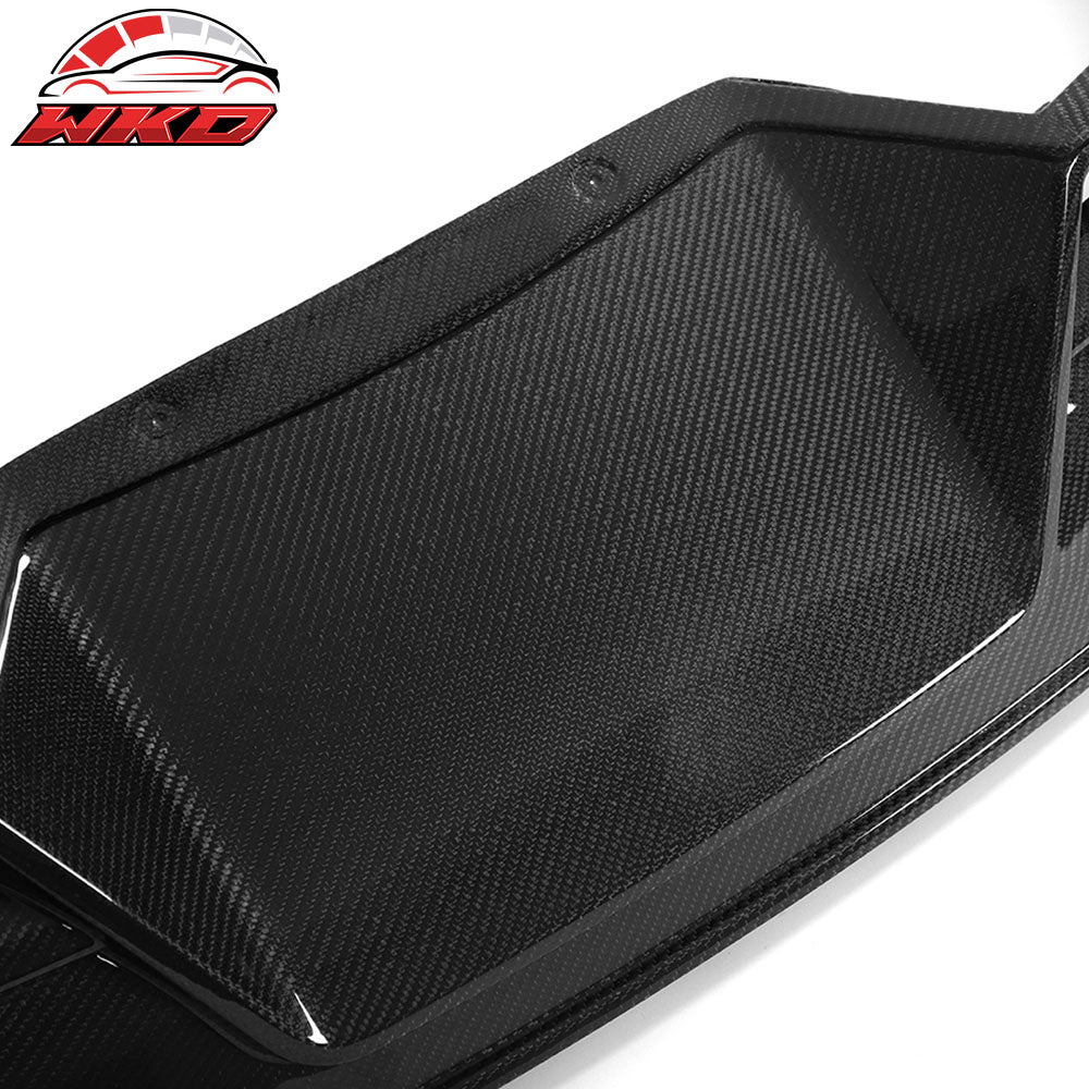 Fits 21-25 Tesla Model S 4DR Revozport Carbon Fiber Rear Bumper Lip Gloss Black