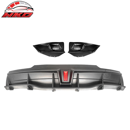 Wholesale 20-25 Tesla Model Y IKON Matte Black Rear LED Diffuser Lip W/ Corner Aprons - Wikond Auto