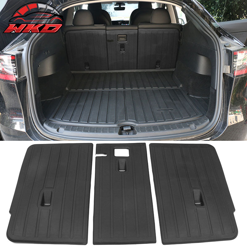 Fits 20-25 Tesla Model Y Trunk Mats Cargo Liner + Rear Seat Covers Injection TPE